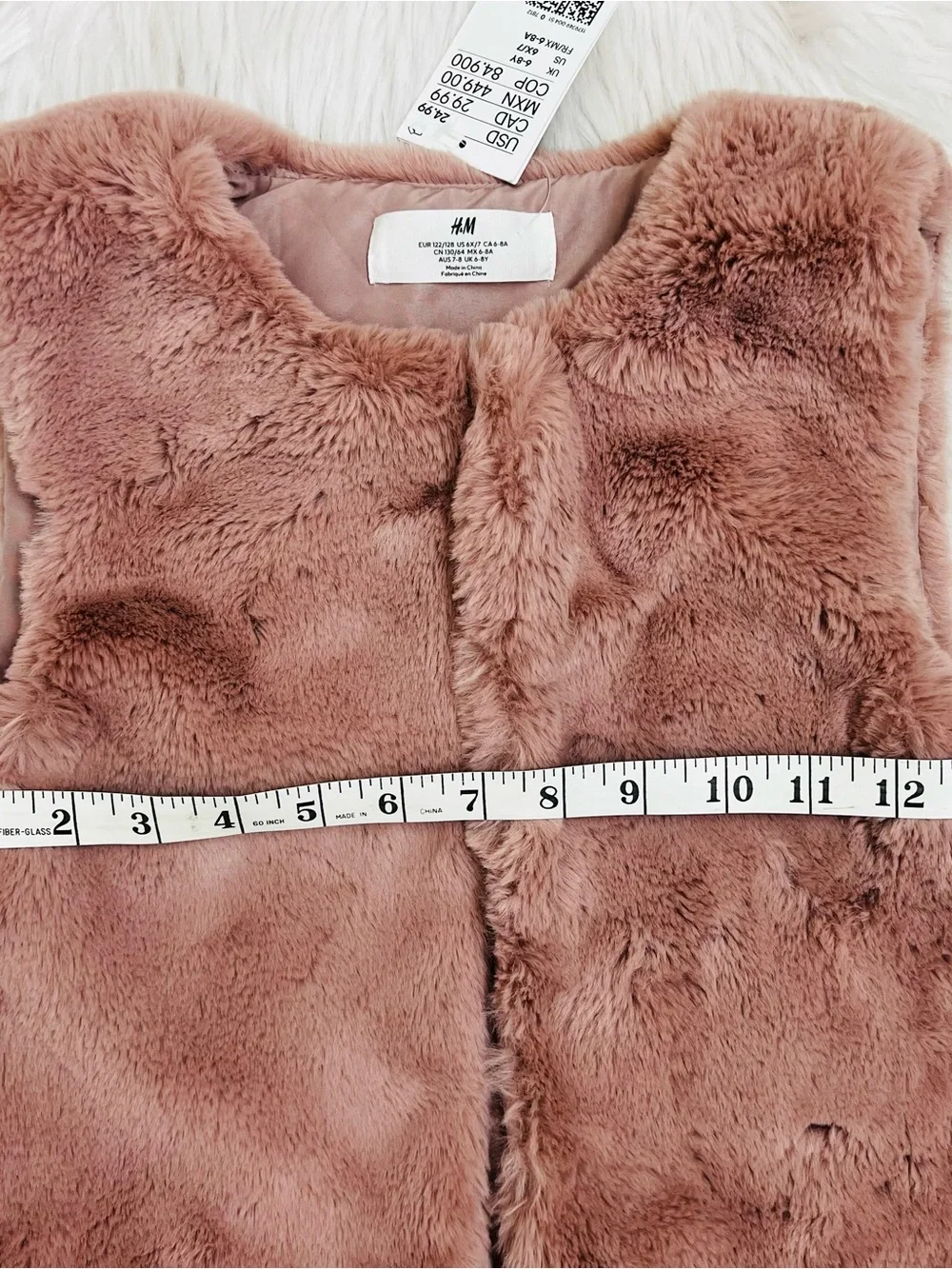 NWT! Girls Mauve Faux Fur Vest Sz 6X-7